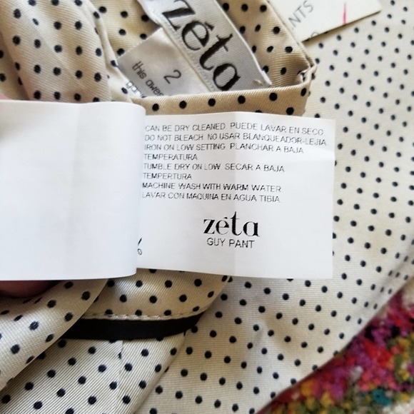 Moda Zeta Dotted Guy Pants Cream Satin Size 2 - Picture 8 of 9